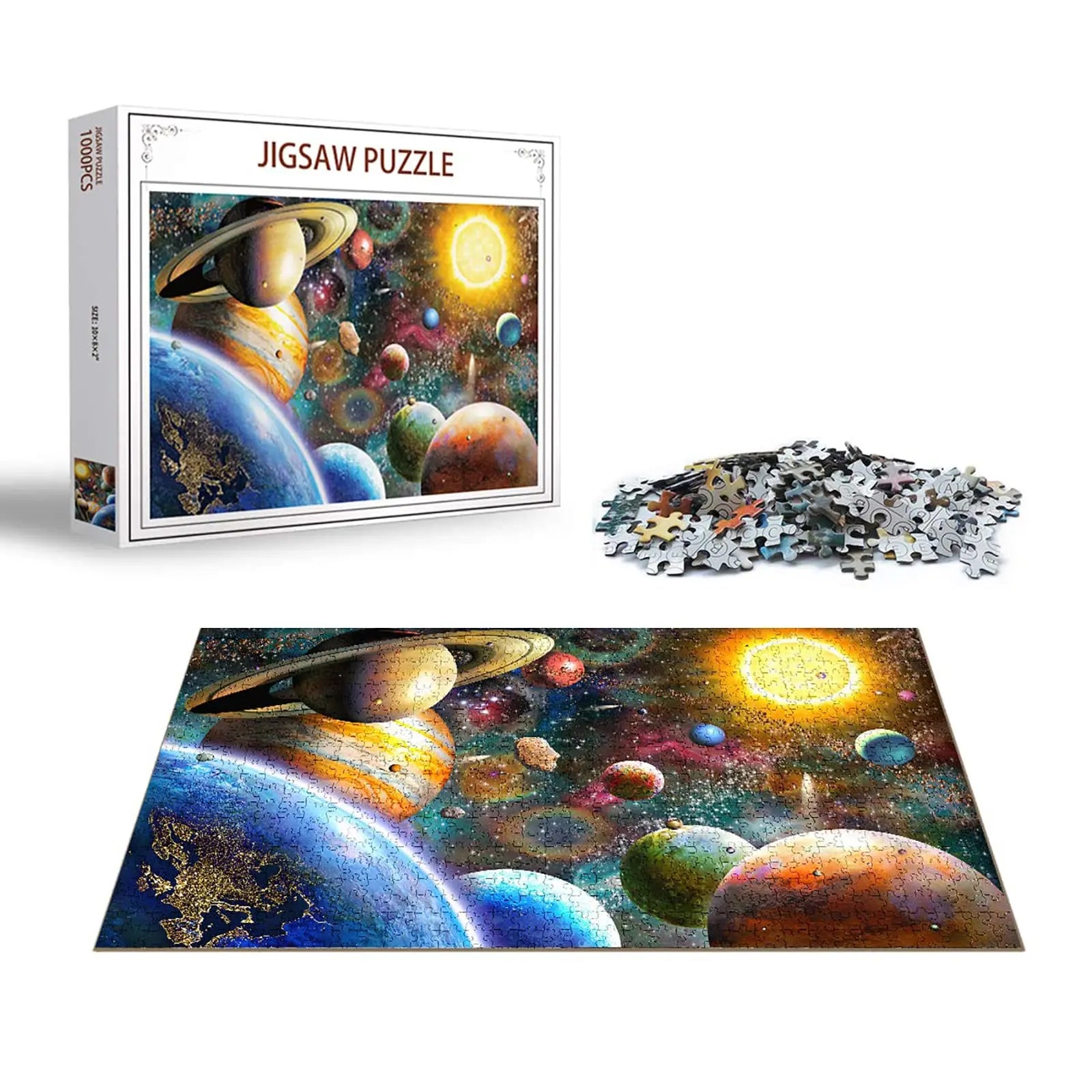 Customized Paper Jigsaw Puzzles 1000 Pieces for Adults Families Space Traveler Solar System Pieces Fit Together Perfectly
