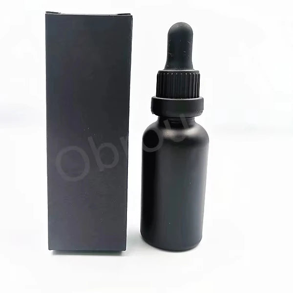 Black Glass Bamboo Cap Oil Dropper Bottle 5ml 10ml 15ml 30ml 50ml 100ml Childproof Tamper-evident Lids Gold Packaged 10ml