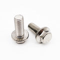 M6X12 304 Stainless Steel Flange Screws Flat Head Teeth Outer Hexagon Flange Face with Cushion Flange Bolts