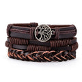 Brown Multi-layer Retro Men Bracelets Adjustable Tree of Life Braided Leather Bracelet