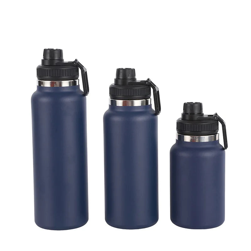 Oem Factory Double Wall Vacuum Flask Insulated Stainless Steel Water Bottle With Customer Logo Sports Bottle With Handle Lid