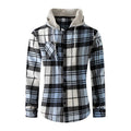 RNSHANGER Spring Men's Fashion Comfort Breathable Cotton Blend Flannel Shirts Long-sleeved Hooded Casual Business Plaid Printed