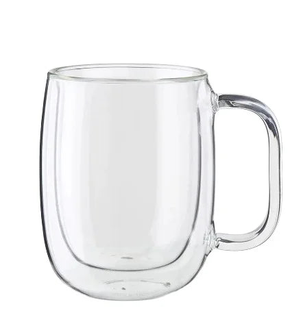 250ml Colored Glass Coffee Mug Microwave Safe Breakfast Milk Tea Cup Double Layer Heat-resistant Handgrip Cup Birthday Gift