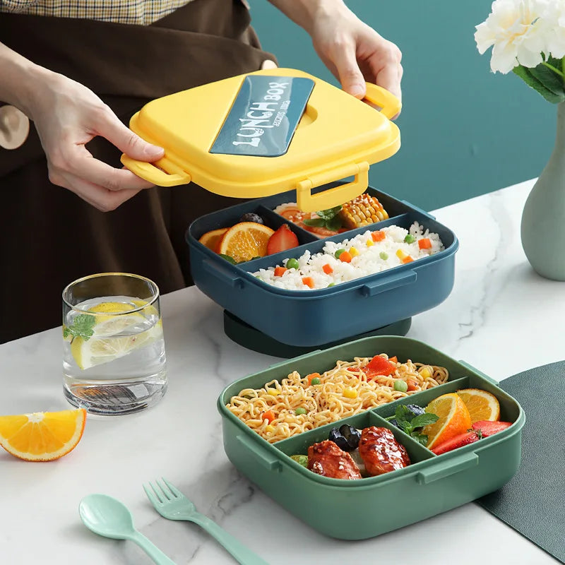 Japanese Style Simple Division Hot Microwavable Lunch Box for Kids Students Bento Food Preservation Packaging