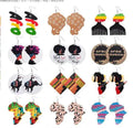 A Pair of Natural Wooden Earrings African Pendant Earrings Women's Light Ethnic Earrings Geometric