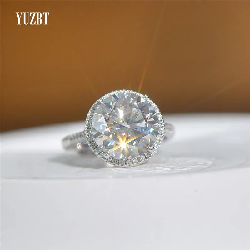 925 Silver 5 Carat Round Brilliant Cut Pass Diamond Test Sparkling D Color Moissanite Ring for Women New Arrival Fine Jewelry
