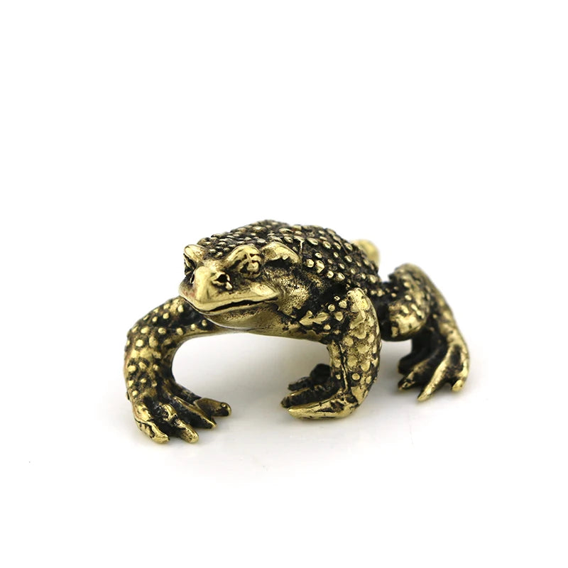 Wholesale  CA608 a Pair of Vintage Solid Bronze Golden Toad Tea Ceremony Copper Tea Pets Small Ornaments