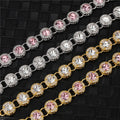 Hip Hop 10MM Diamond Tennis Chain Bling AAA+ Iced Out Necklace Pink Cubic Zircon Bracelet Choker Men Women Jewelry