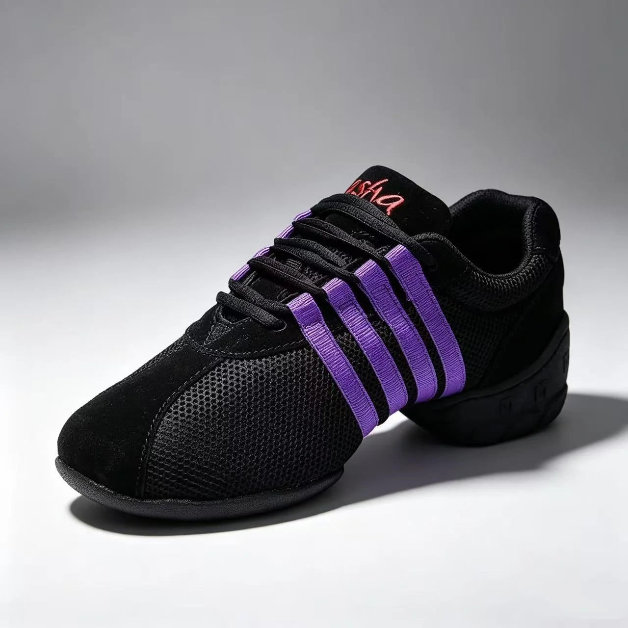 Women Mesh Jazz Shoes Lace-up Sneakers Modern Dance Shoes Air Cushion Line Walking Sport Dance Shoes