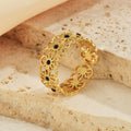High End 18k Gold Plated Waterproof Vintage Sun Stainless Steel Adjustable Open Rings for Women Men