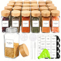 Free Sample Labels Bamboo Lid Glass Round Spice Jars Seasoning Storage Bottles with Collapsible Funnel Kitchen Bbq Tool