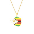 Couple Stainless Steel Jewelry Enameled Zimbabwe Map Necklace