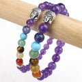 Natural Gemstone Bracelets Healing Crystal Stone Customized Seven Chakra Bracelet for Women Girls with Buddha Charms