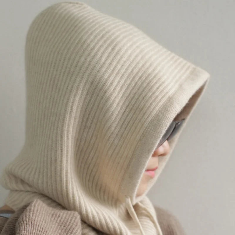 New Arrival Female Autumn Winter Casual Knitting Wool Blend Hooded and Neck Warmer Hats