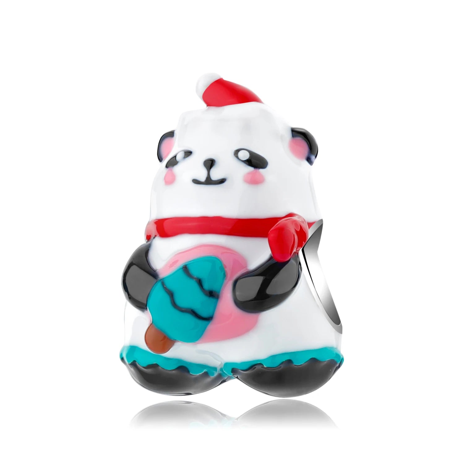 New 925 Sterling Silver Charms Christmas Panda Red Scarf and Popsicles Enamel DIY Beads Fit Original Women Bracelet Making Gift