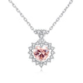 Luxury Jewelry 925 Sterling Silver Peach Heart Zircon Diamond Women Fashion Garnet Gemstone Pendant Necklace