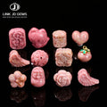 JD GEMS Semi Precious Gemstone Carved Natural Rhodonite PIXIU Heart Floral Patterned Charm Beads with Hole for Jewelry Making