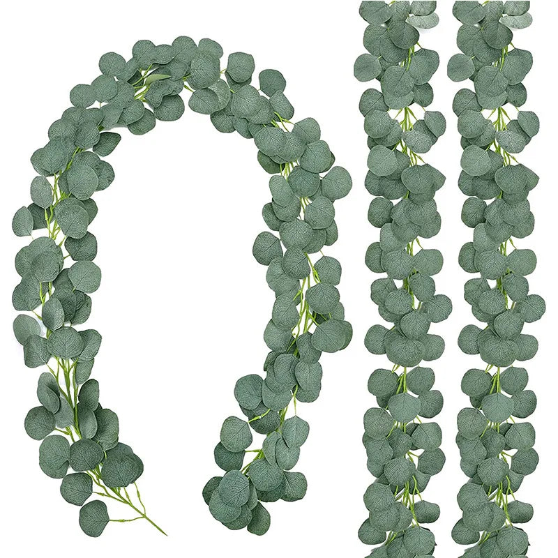 Wholesale Artificial Eucalyptus Garland Wreath Table Greenery Vine  Silk Leaves Plants for Wedding Party Home Decoration