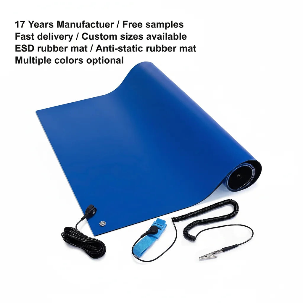 Blue Dual Layer ESD Compliant Workstation Kit Cell Phone Repair Wrist Strap Set Ground Cord Safety Products-Rubber Table Mat