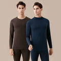 Men's Winter Thermal Underwear Set Long Sleeve Crew Neck 2-Piece Knitted Solid Polyester Spandex Breathable Quick Dry Plus Size