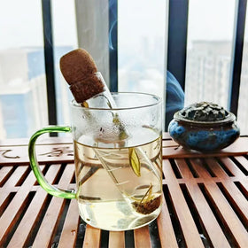Glass Tube Tea Infuser with Cork Lid Strainer Tube High Borosilicate Glass for Loose Tea Customized Logo Cylinder Transparent