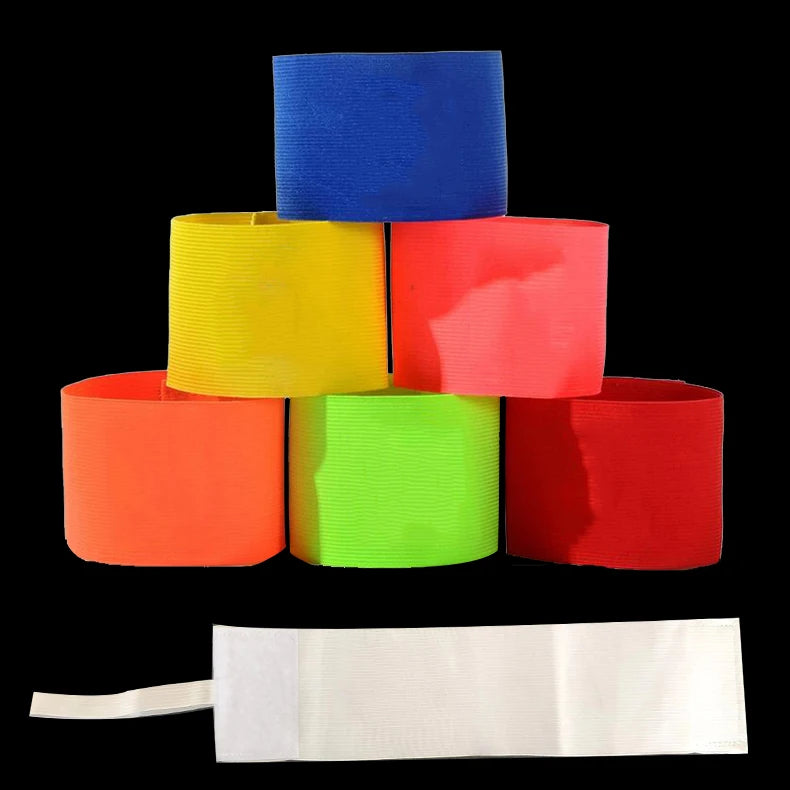 Breathable White Neon Green Blank Soccer Training Armband Athletic Sports Webbing Adjustable Football Captain Leader Arm Band