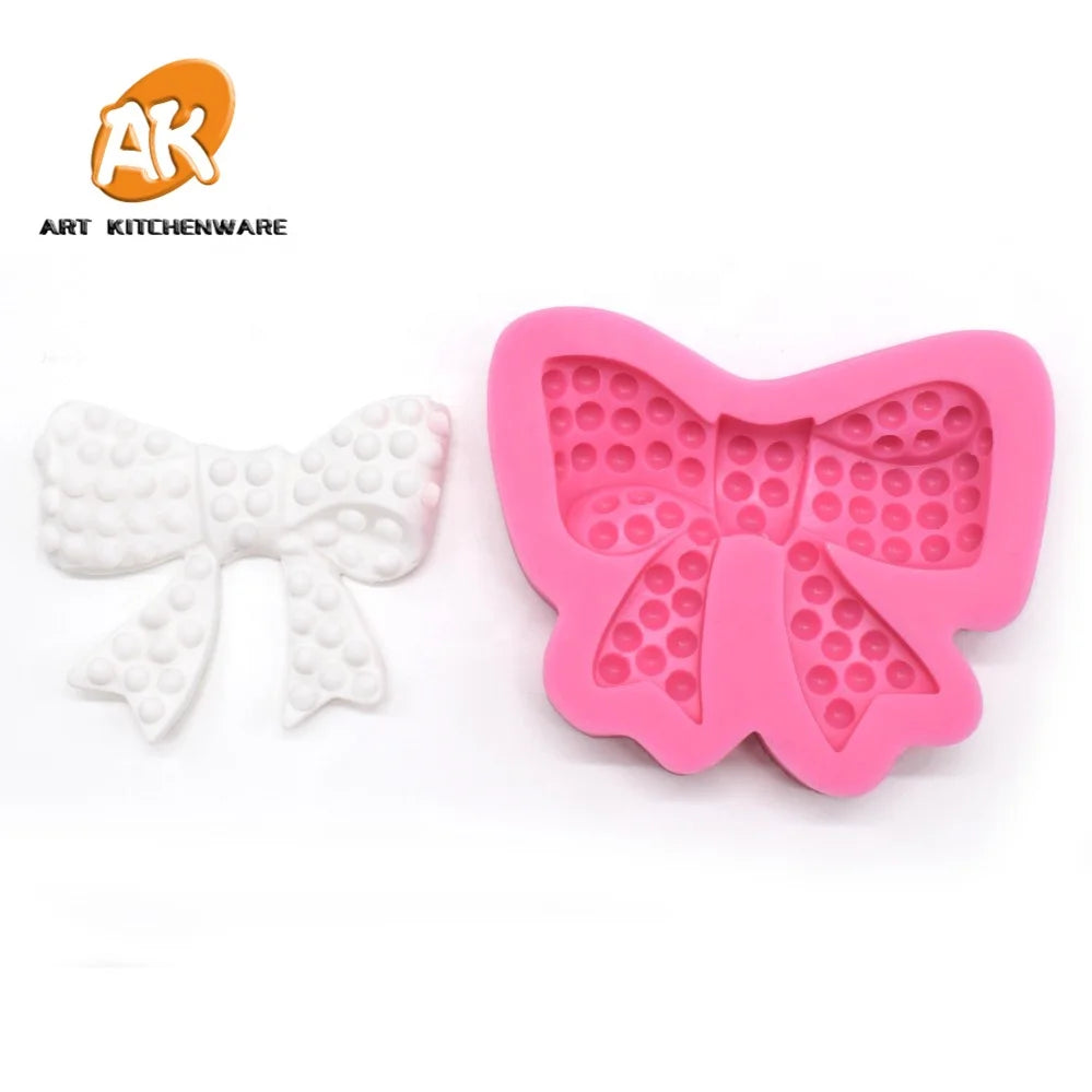 AK Lovely Bows 3D Silicone Fondant Cake Molds DIY Chocolate Molds and Nail Art Accessories with OPP Bag Packaging