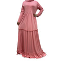2025 Plain Color Umbrella Style Soft Feeling Pleated Technology Dubai Muslim Abaya Dress With a Matching Color Shawl