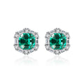 Trendy 925 Sterling Silver Stud Earrings for Women Green Emerald Zircon Hexagon Fashionable Ear Jewelry for Weddings Engagements