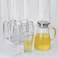 Hot Selling Handmade Blown High Borosilicate Glass Drinking Set Water Carafe Pot Drinkware for Home and Restaurant