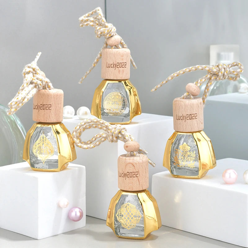 Car Perfume Bottle Air Freshener Diffuser Hanging Empty Glass Refillable Bottle for Car Hanging