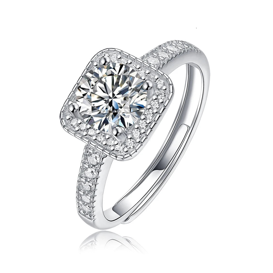Moissanite Engagement Wedding Band White Gold Plated Sterling Silver Promise Anniversary Ring for Women