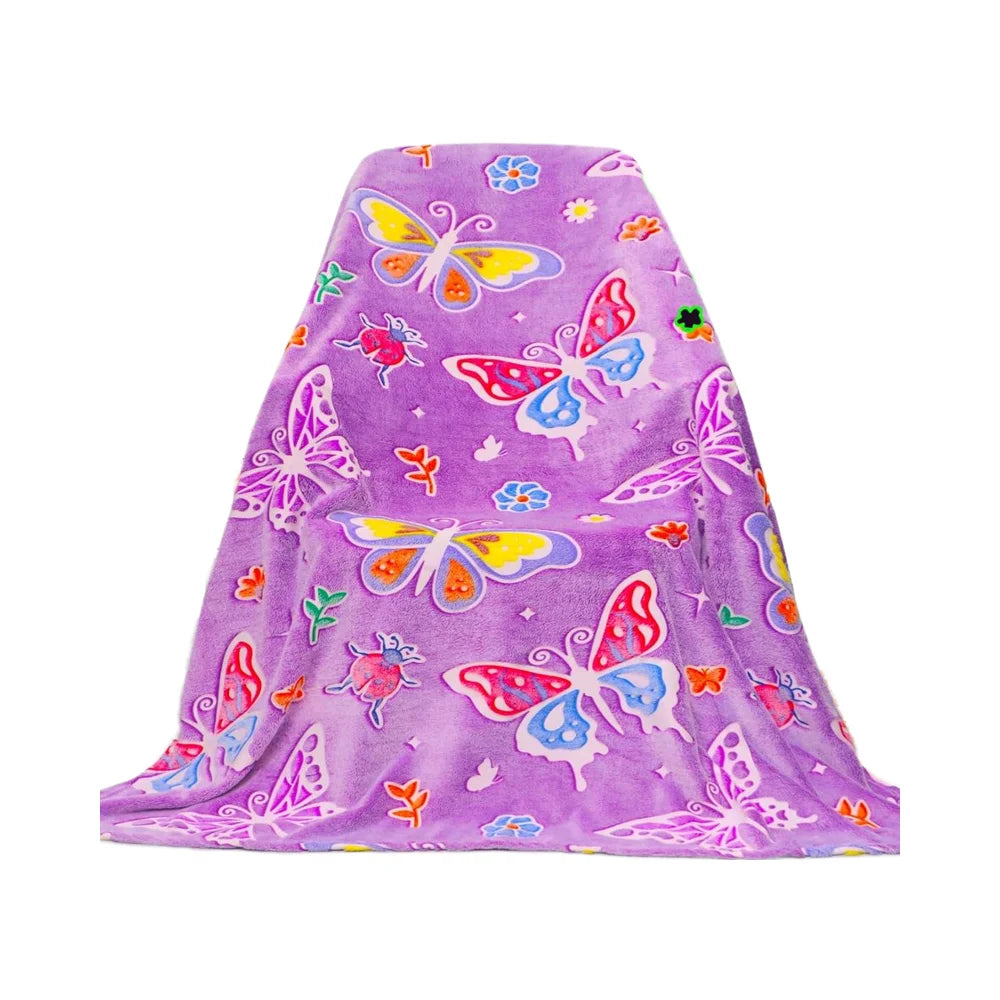 Glow in the Dark Butterfly Blanket 50x60in Birthday Gifts for Girls Kids  Women Flannel Luminous Blanket for Sofa Bed Car Office
