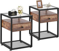Wood Narrow Black Bedside Farmhouse Nightstand Side Table With Drawers