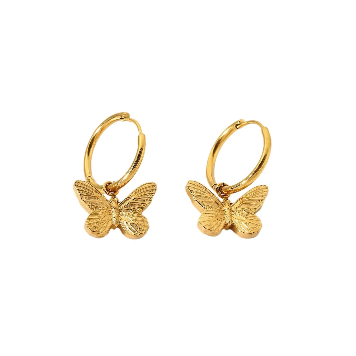 MICCI Minimalist 18K Gold Plated Stainless Steel Butterfly Stud Earrings Hypoallergenic Jewellery for Women