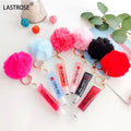 Squeeze Vegan Lipgloss Oil Pink Plumper Wholesale Keychain Private Label Vendors Clear Plumping Lip Gloss Keychain With Pompom