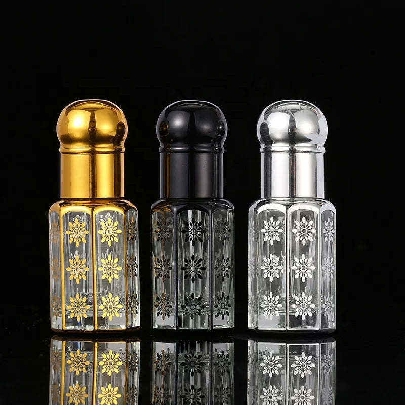 CJ-Empty Fancy 3ml 6ml 12ml Octagonal Small Decorative Glass Oud Perfume Oil Bottles With Glass Stick