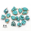 Wholesale Irregular Natural Rough Stone Pendant Polish Raw Green Turquoise Jewelry Making Necklace
