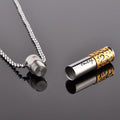 Cylinder Zircon Stainless Steel Hollow Perfume Keepsake Pendant Holder Necklace Children's Memorial Cremation Urn Ashes