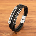 Multilayer Braided Men's Cowhide Leather Bracelet 18k Gold Plated Stainless Steel Clasp Cord Genuine Leather Bracelets