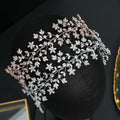 SLBRIDAL Luxury Flexible Full Cubic Zircon Wedding Tiara Headband Bridal Bridesmaids Crown CZ Hair Accessories Women Jewelry