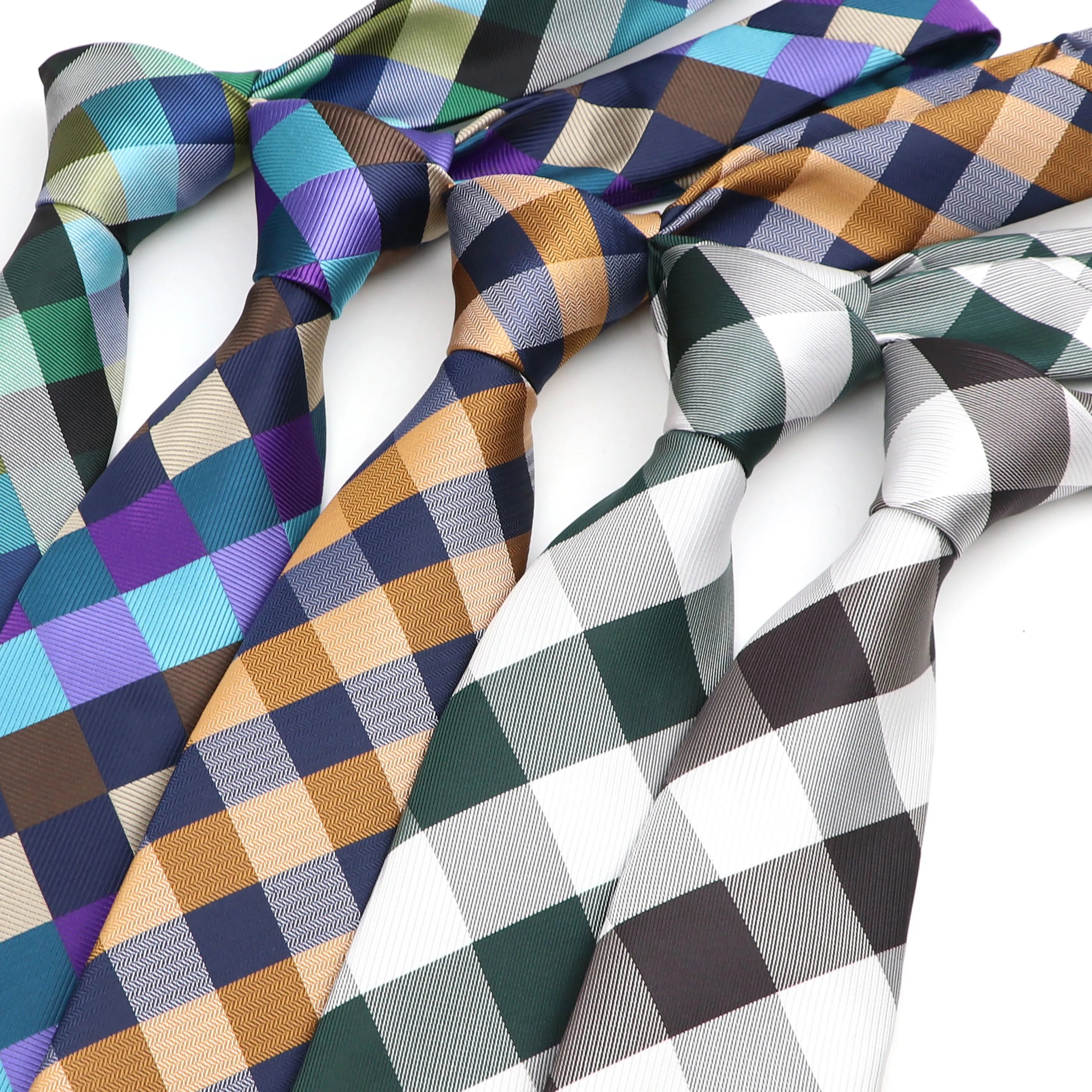 Fashion Neckties Classic Men's Plaid Yellow Purple Black Wedding Ties Jacquard Woven Polyester Men Solid Tie Polka Dots Neck Tie