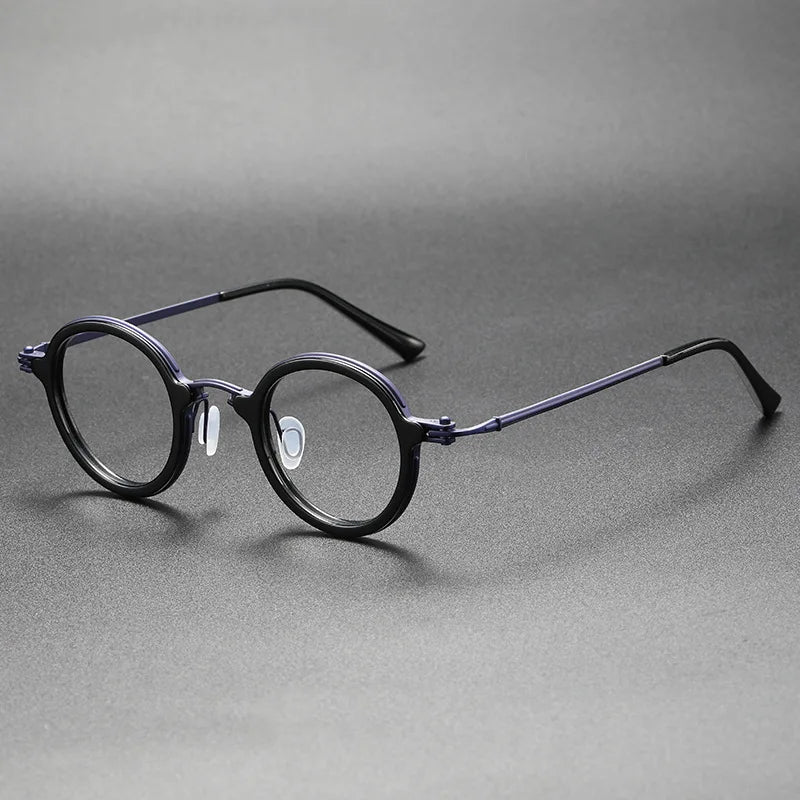 100% Top Quality Handmade Eyeglasses Manufacturer Vintage Round Small Frame Pure Titanium Acetate Luxury Wholesale Eye Glasses