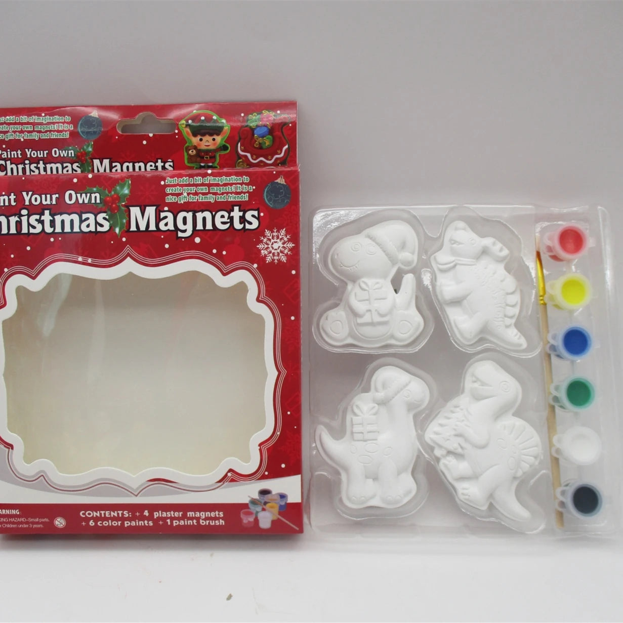 Custom Christmas DIY Fridge Magnet Ceramic Crafts Toy Diy Animals Cute Cartoon Dinosaur Figurine Gift Paint 3D Magnet Kit