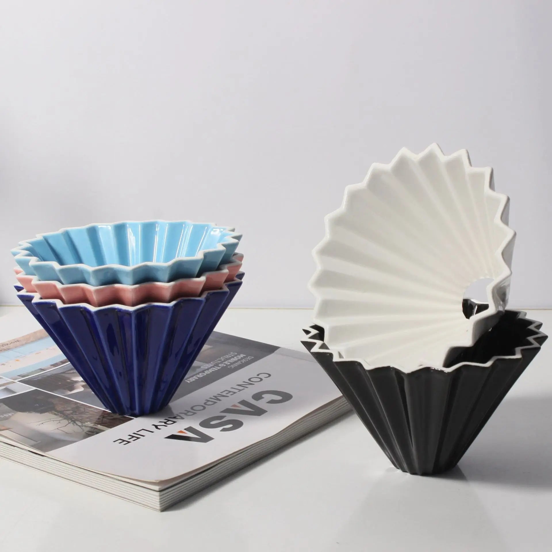 Coffee Accessories Maker Strainer Reusable Coffeefilter Ceramic Brew Brewer Drip Coffee Filter Origami Dripper