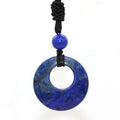 HZ China Fashion Jewelry Round Shape Necklace Natural Lapis Lazuli Donuts Crystal Pendant Necklace