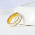 Hot Selling Cut Stacking 18k Gold Plated Stainless Steel Square Shiny Zircon Rings