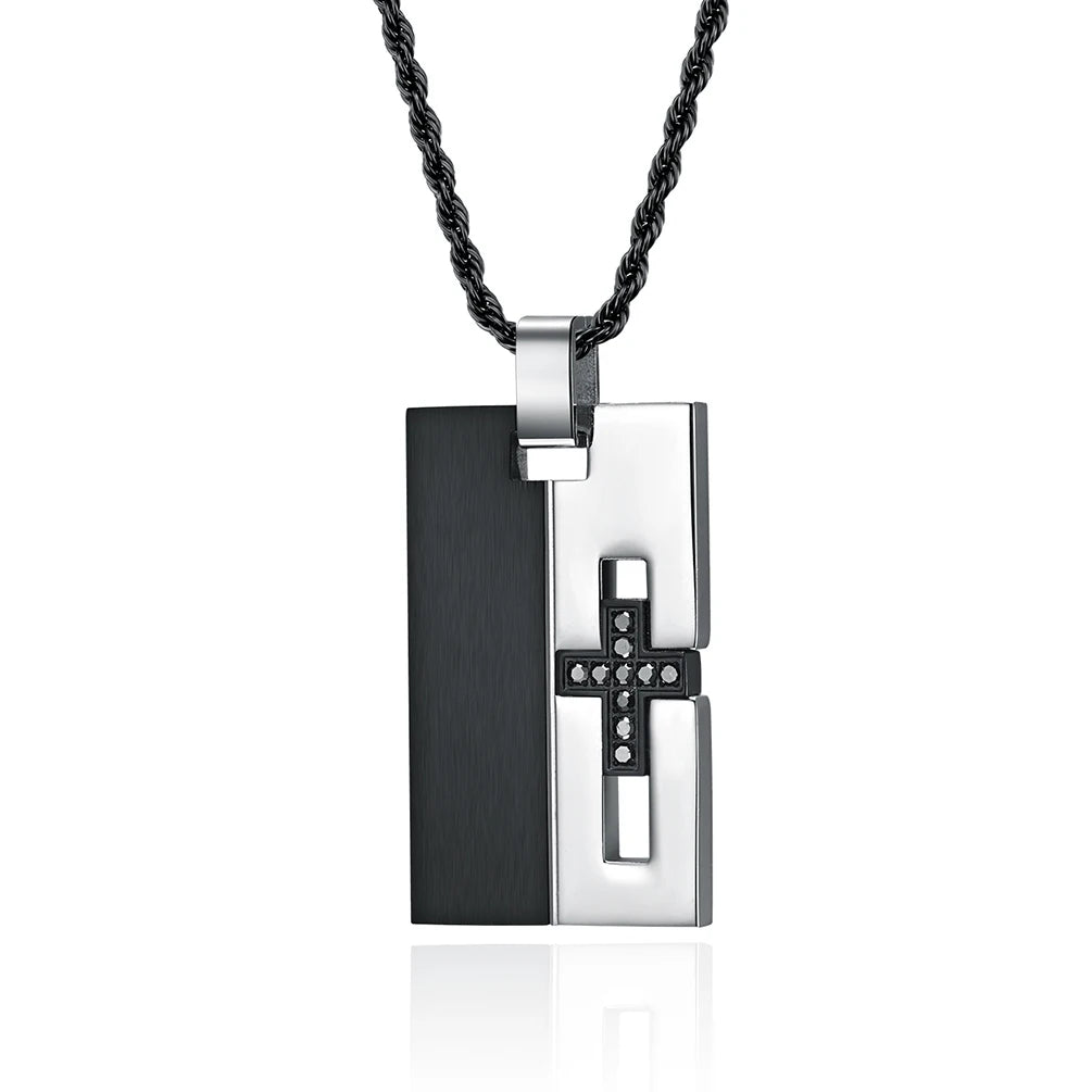 Summer Hot Men's Stainless Steel Geometric Pendant Necklace Street Punk Style Religious Jewelry Necklaces Customized Wholesale