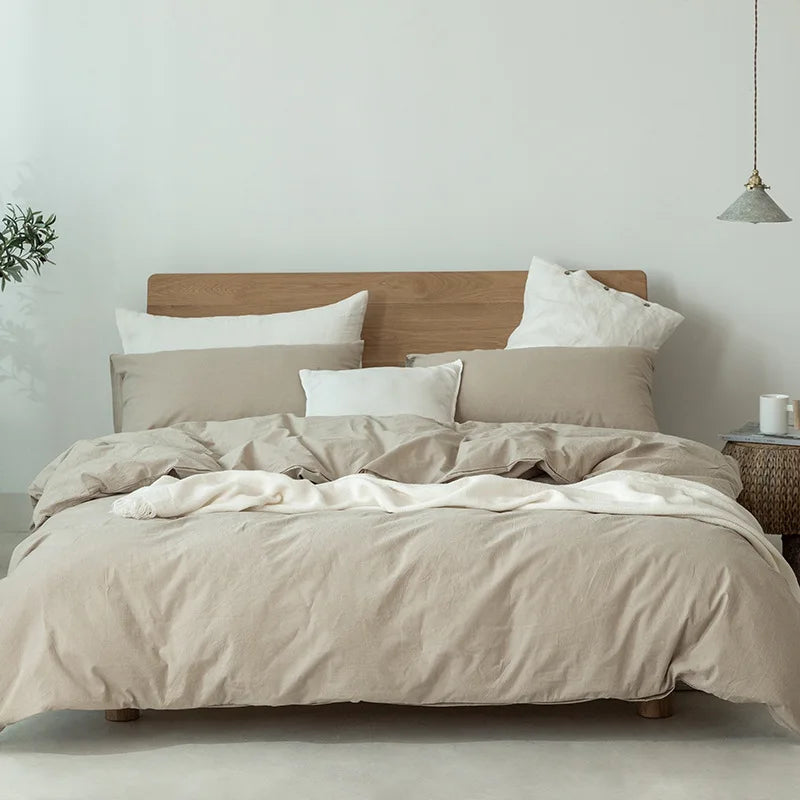 Simple Style 4pcs Quilted Comforter Bed Sheet Sets with Bed Sheet Flat 100% Cotton Bedding Set for Adult