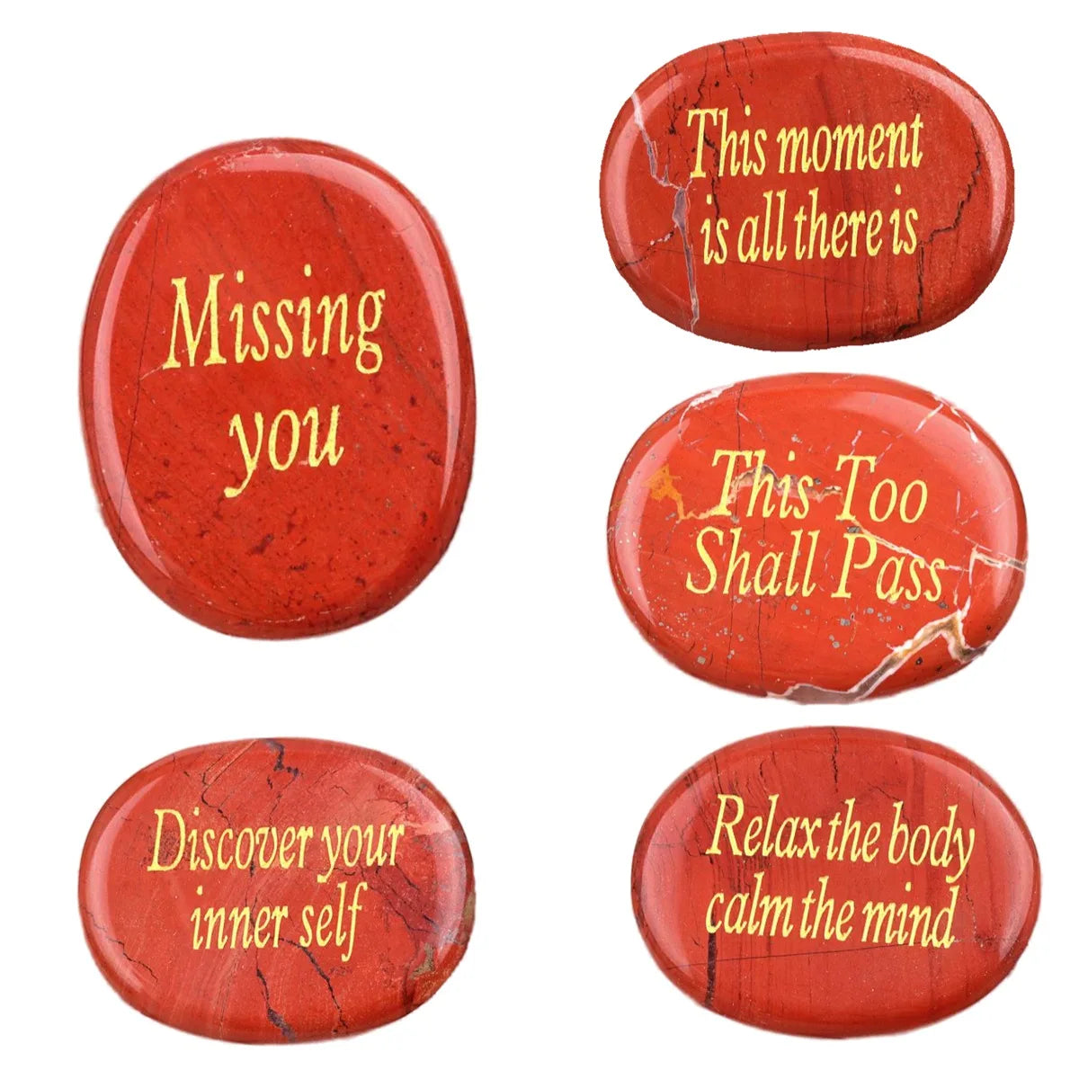 High Quality Natural Lucky Gemstone Red Jasper Gratitude Stones Craft Healing Worry Mini Pocket Stones